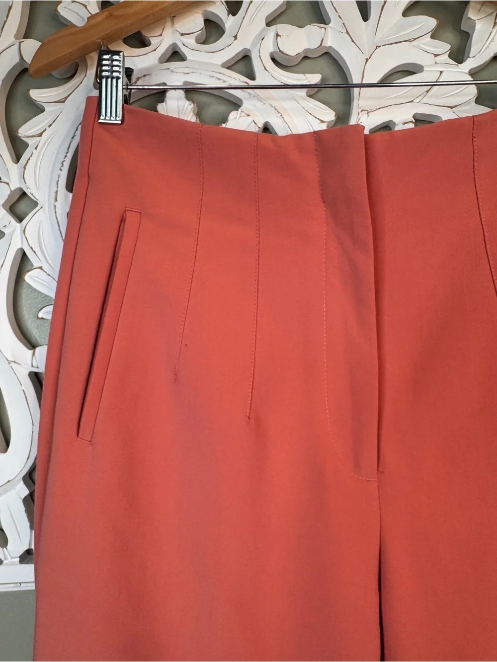Zara High-Rise Coral Pink Tapered Dress Pants Large